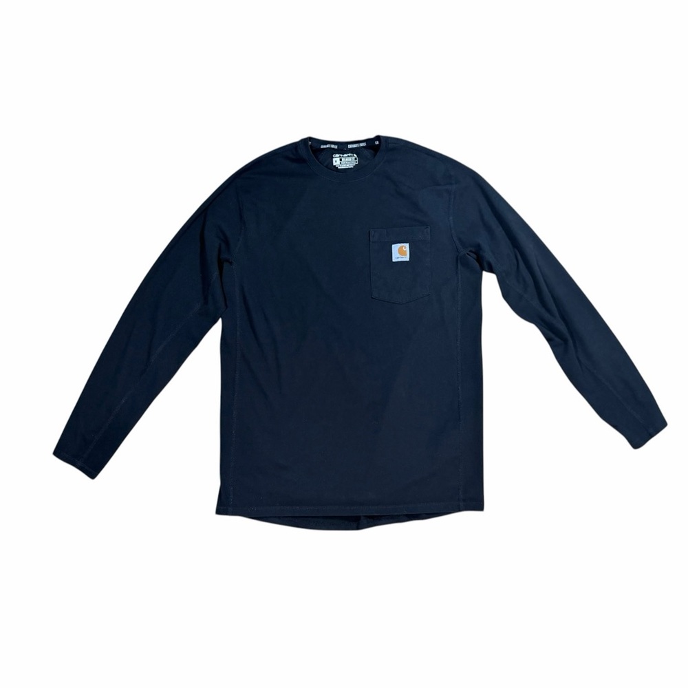 Carhartt Relaxed Fit Force Delmont Black Long Sleeve Pocket T-Shirt Size Medium